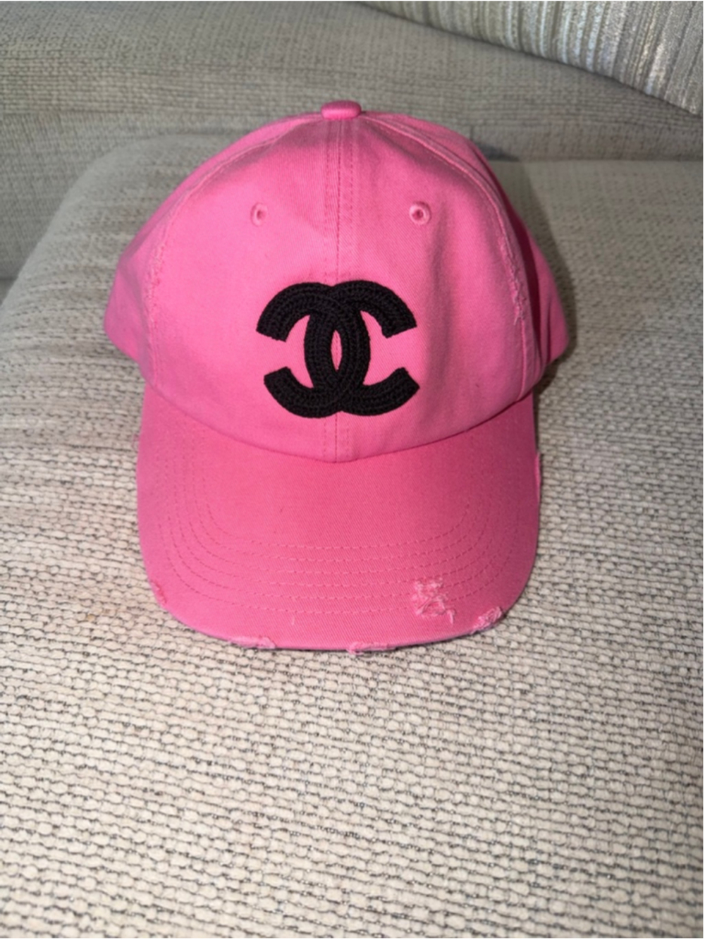 Women's Unbranded Pink & Black Logo Baseball Cap One Size